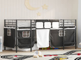Kids'Loft Bed Frame with Curtains Black 90 x 190 cm 42020789