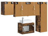 Bathroom Cabinet Set 5 pcs Smoked Oak Engineered Wood 3407331