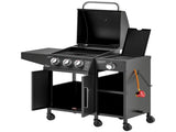 31 Burner Gas BBQ Grill with Storage Cabinet and Shelves, 9.5 kW Gas Barbecue Trolley with 6 Castor T3398P327991