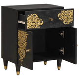 Bedside Cabinet with Door with Drawer Black 50 x 33 x 60 cm 4018819