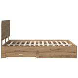 Bed Frame with Drawer Artisan Oak 140 x 190 cm Engineered Wood 3412791