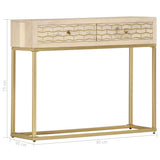 Console Table Gold 90x30x75 cm Solid Mango Wood 286505