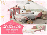Toddler Bed Frame, Kids Bedroom Furniture for Ages 3-6 Years, Pink T3398P347983