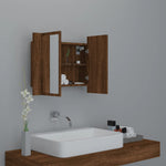 ZNTS LED Mirror Cabinet Brown Oak 60x12x45 cm Engineered Wood 822843