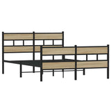 Metal Bed Frame without Mattress Sonoma Oak 135x190 cm Double 4017119