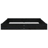 Sandbox with Seats Black Square Solid Wood Pine 825041