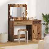 Dressing Table with Mirror Lights 2 pcs Brown Engineered wood 3334234