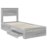 Bed Frame Grey Sonoma and Silver 75 x 190 cm Engineered Wood 3410047
