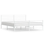 Metal Bed Frame without Mattress with Footboard White 200x200cm 352393