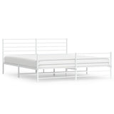 Metal Bed Frame without Mattress with Footboard White 200x200cm 352393
