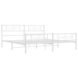 Metal Bed Frame without Mattress with Footboard White 193x203cm 355340