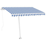 ZNTS Freestanding Manual Retractable Awning 300x250 cm Blue/White 3069496
