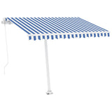 ZNTS Freestanding Manual Retractable Awning 300x250 cm Blue/White 3069496