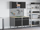 Work Cabinet Set 6 pcs Black Steel and Engineered Wood 3321418