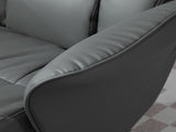 Swivel Recliner Chair with Footstool, PU Leather Armchair and Ottoman with High Back and Round Base T3398P342946