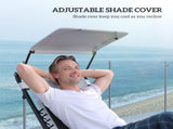 Zero Gravity Lounger Chair Set of 2, Folding Reclining Patio Chair with Shade Cover, Padded Seat, T3398P328465