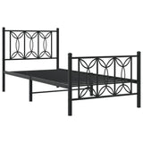 Metal Bed Frame without Mattress with Footboard Black 80x200cm 376137