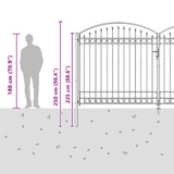 Fence Gate ASSEN 401 x 250 cm Steel Grey Lockable 42008945