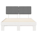 Bed Frame with Upholstered Headboard Light Grey 135 x 190 cm 877363