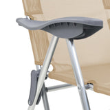 Folding Camping Chairs with Footrests 2 pcs Cream Textilene 360147