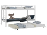 White-layer wrought iron high-low bed with pull-out bed and reinforced metal bed frame for W3987P434162