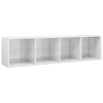 ZNTS Book Cabinet/TV Cabinet High Gloss White 36x30x143 cm Engineered Wood 800150