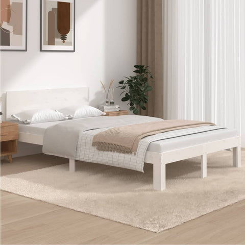 Bed Frame without Mattress White Solid Wood Pine 120x200cm 810491