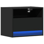 ZNTS Wall-mounted Bedside Cabinet with LED Lights Black 852063