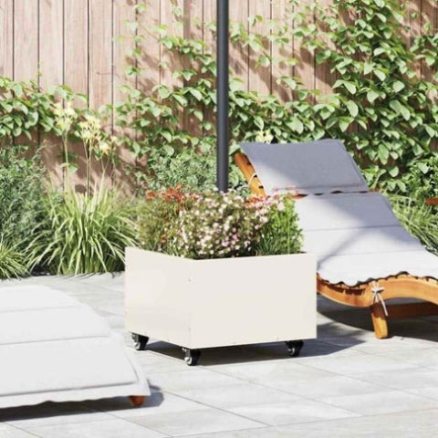 Parasol Base with Planter White 45 x 45 x 45 cm Steel 42010369