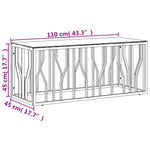 Coffee Table Gold 110x45x45 cm Stainless Steel and Glass 350052