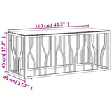 Coffee Table Gold 110x45x45 cm Stainless Steel and Glass 350052
