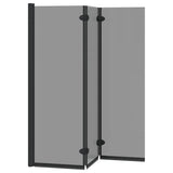 Bath Shower Screen Manual Black 130 x 138 cm Tempered Glass 42018543