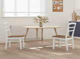 Dining Chair 2 pcs White and Natural Solid Rubber Wood 42020497