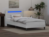 Bed Frame with LED Strip Lights White 90 x 190 cm Faux Leather 3415284