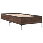 ZNTS Bed Frame Brown Oak 75x190 cm Small Single Engineered Wood and Metal 844995