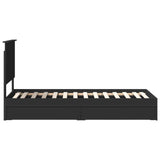 Storage Bed with Headboard Black 75 x 190 cm Engineered Wood 3411258