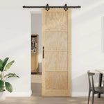 Sliding Door Set Manual Natural and black 78 x 232 cm 3333614