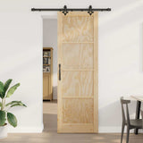 Sliding Door Set Manual Natural and black 78 x 232 cm 3333614