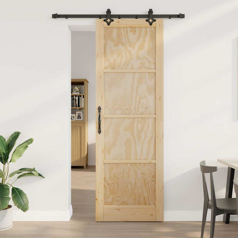 Sliding Door Set Manual Natural and black 78 x 232 cm 3333614