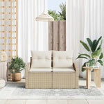 Garden Sofa with Cushion Beige 123 x 62 x 69cm Poly Rattan 42006786