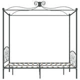 284483 Canopy Bed Frame without Mattress Grey Metal 140x200 cm