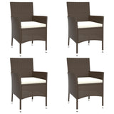 Garden Chairs with Cushions 4 pcs Brown Poly Rattan 362526