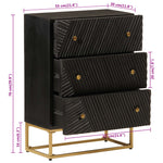 Chest of Drawers Black 55x30x76 cm Solid Wood Mango and Iron 372025