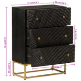Chest of Drawers Black 55x30x76 cm Solid Wood Mango and Iron 372025