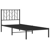 Metal Bed Frame without Mattress with Headboard Black 80x200cm 374428