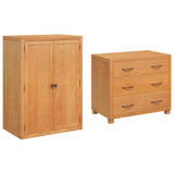 Storage Furniture Set with Drawer 2 pcs Brown Solid Oak Wood 3328631