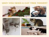 Floor-to-Ceiling Cat Tree for Indoor Cats, 240-260cm Adjustable Cat Tree - Dark Grey T3398P376229