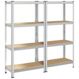 4-Layer Storage Shelves 2 pcs Silver Steel&Engineered Wood 4016933