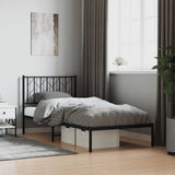 Metal Bed Frame without Mattress with Headboard Black 90x200cm 374430
