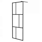 Walk-in Shower Wall with Tempered Glass Black 80x195 cm 149152
